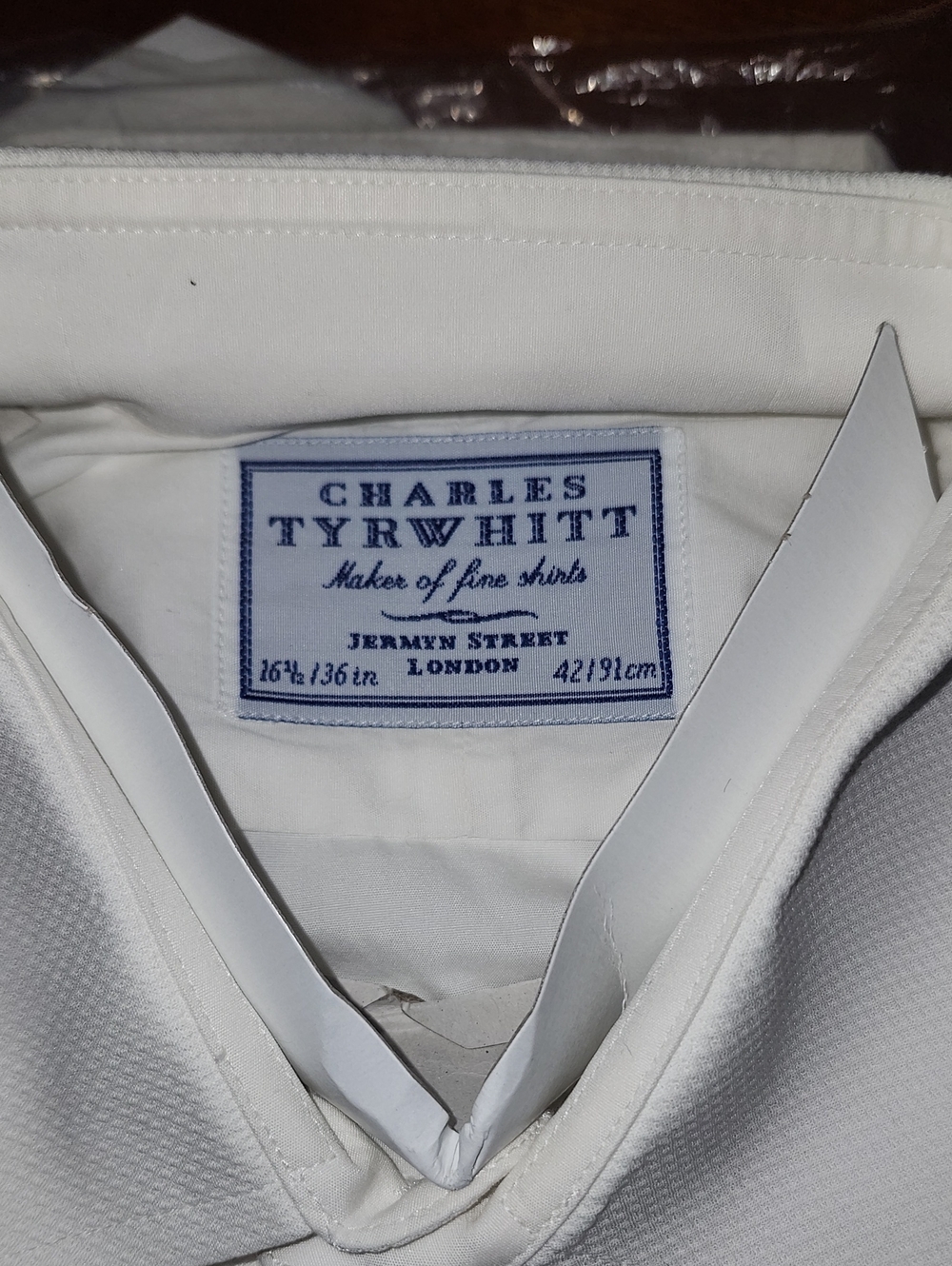Charles Tyrwhitt White Dress Shirt with Blue Label